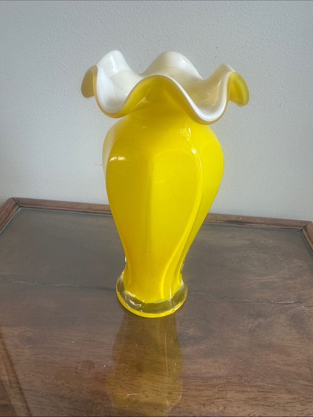 Yellow and White Art Glass Vase - Home Accent
